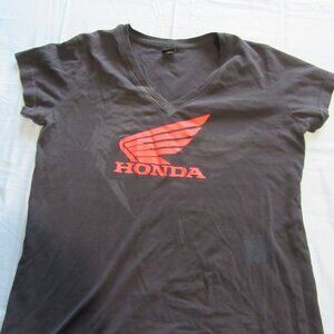 Womens Vtg Honda V Neck Short Sleeve T Shirt Sz L